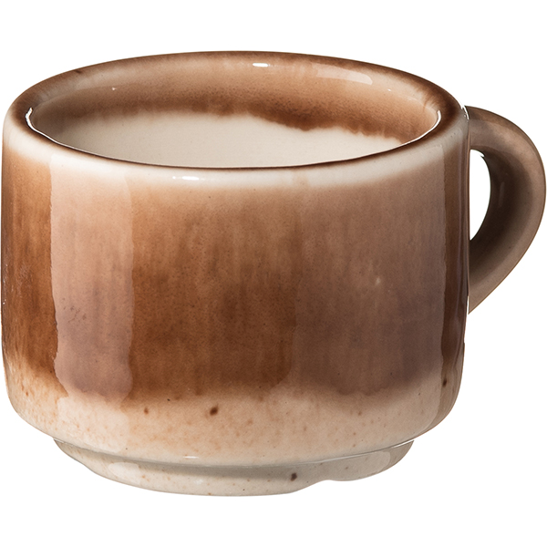Чашка кофейная «Маррон Реативо»; фарфор; 80мл; D=60, H=47мм; коричный, кремов.