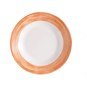 Тарелка мелкая «Браш оранж»; D=23, 5см; белый, оранжев.
