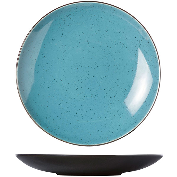 Тарелка десертная; керамика; D=21, 5см; голуб., черный
