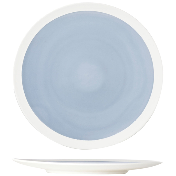 Тарелка десертная; керамика; D=233, H=15мм; голуб., белый