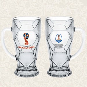 Кружка для пива «Лига ФИФА» (6 шт.);  стекло;  0, 69л;  D=95, H=190, L=134мм;  прозрачный, красный;