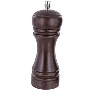Мельница для соли; дерево, сталь нержавеющая; D=5, H=14см; коричнев.