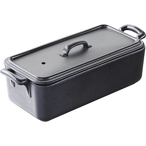 Форма для запекания с крышкой «Бель Кузин»; фарфор; 0, 6л; , H=65, L=230, B=90мм; черный