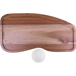Подставка с соусником для картошки фри; дерево, фарфор; D=72, H=40, L=400, B=210мм