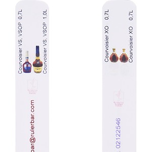 Линейка «Курвуазье VSOP0 0.7,объем: 1 литр XO 0.7л»; пластик; длина=28, ширина=2 см.; белый