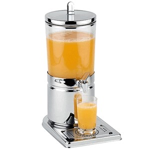 Диспенсер для сока; сталь, пластик; 4л; высота=43.8, длина=32, ширина=20.9 см.; металлический,прозрачный
