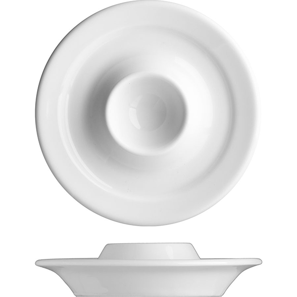 Подставка для яйца «Прага»; материал: фарфор; диаметр=12, высота=3.5 см.; белый