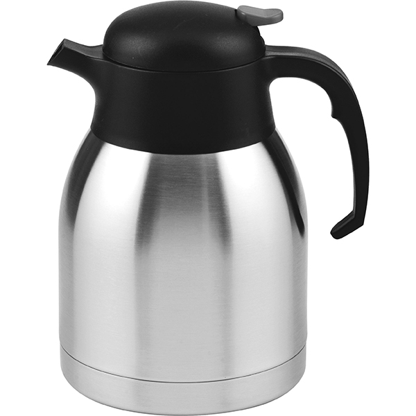 Термос для кофе и чая красная кнопка; сталь, пластик; 1.5л; высота=22, длина=16.8, ширина=13.6 см.; серебряные, цвет: черный