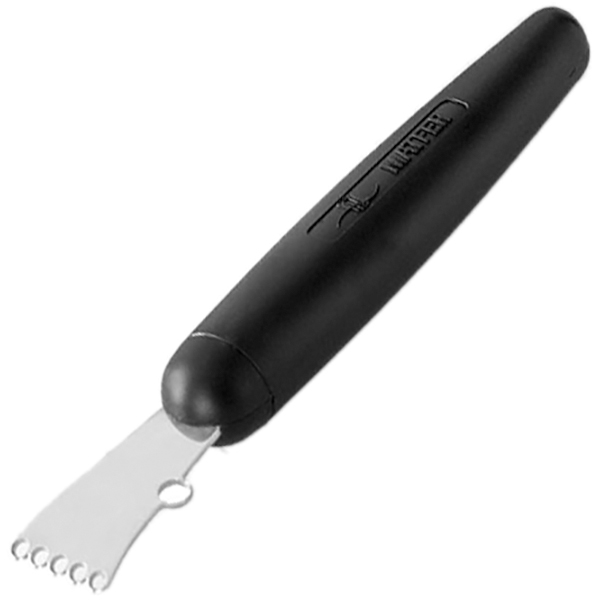Нож для цедры; пластик, сталь нержавеющая; высота=1, длина=30, ширина=6 см.; цвет: черный,металлический