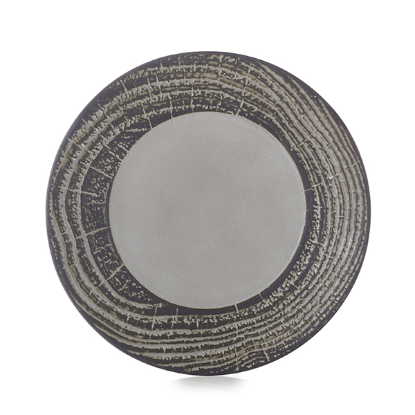 Тарелка мелкая «Арборесценс»; материал: фарфор; диаметр=26.5 см.; цвет: черный, серый