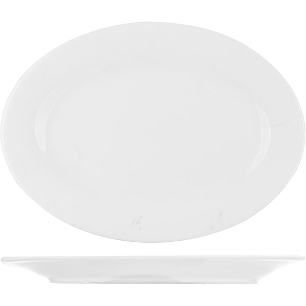 Блюдо овальное «Коллаж»; материал: фарфор; длина=25, ширина=18 см.; белый
