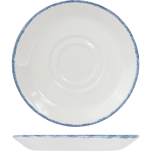 Блюдце «Блю дэппл»; материал: фарфор; диаметр=16 см.; белый, синий