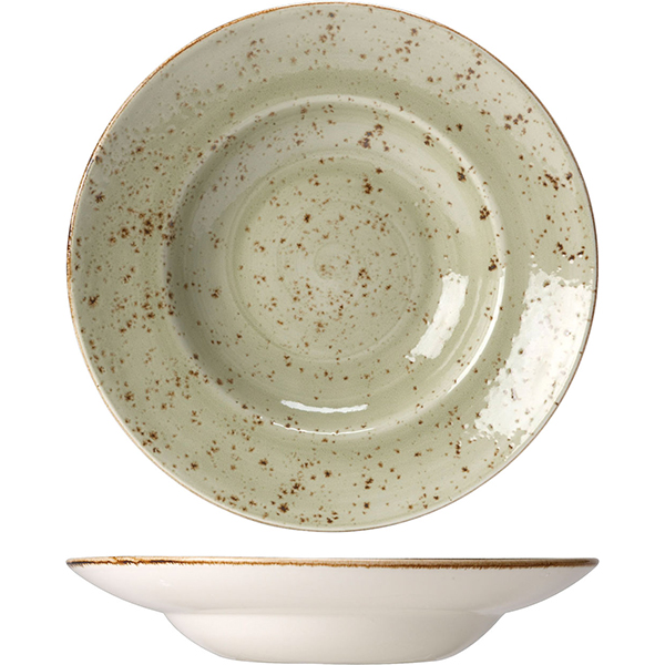 Тарелка для пасты «Крафт»; материал: фарфор; 390 мл; диаметр=270, высота=47 мм; зеленый