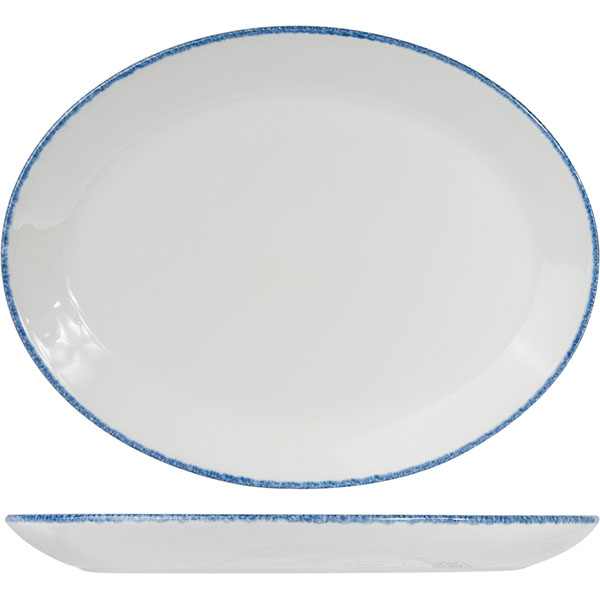 Блюдо овальное «Блю дэппл»; материал: фарфор; длина=20.3 см.; белый, синий