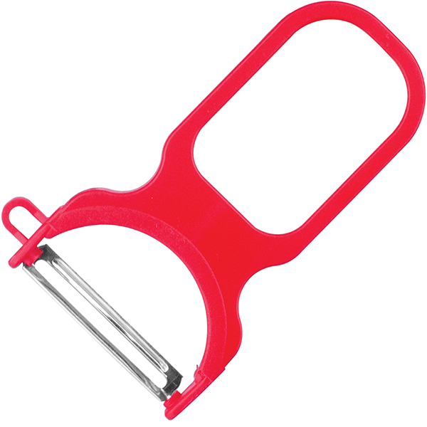 Нож для чистки овощей; металл,пластик; длина=10.7, ширина=6.8 см.; красный