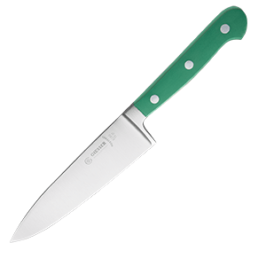 Нож поварской; сталь, пластик; длина=15 см.; зеленый,металлический
