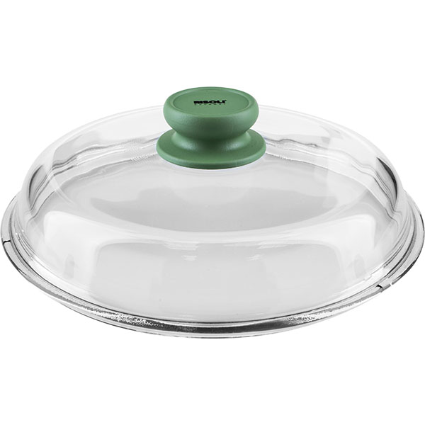 Крышка для сковороды; стекло; D=24см; прозрачный,зеленый 