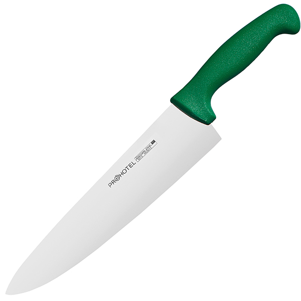 Нож поварской «Проотель»; сталь нержавеющая,пластик; L=38/24,B=5.5см; металлический ,зеленый