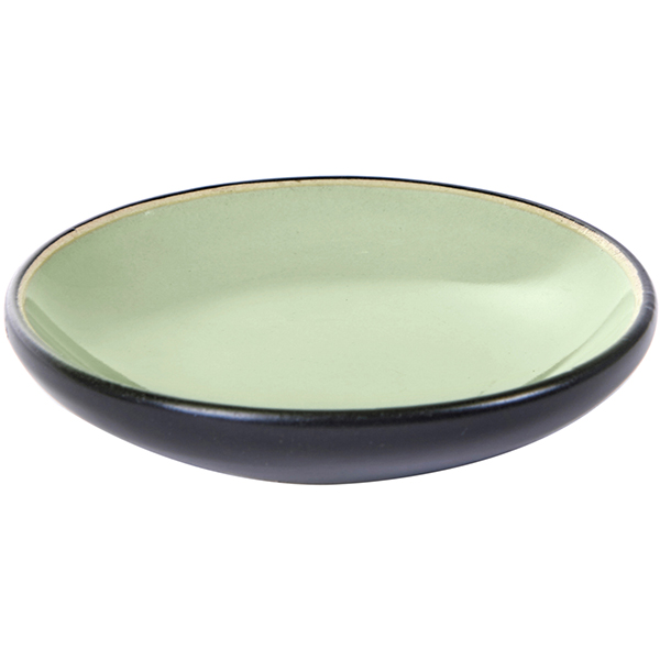 Тарелка мелкая «Пьюр»; керамика; D=7.5,H=1.5см; зеленый ,черный