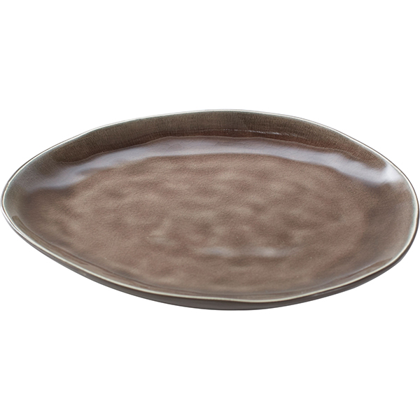 Тарелка овальный «Пьюр»; керамика; L=20,B=17см; коричневый 