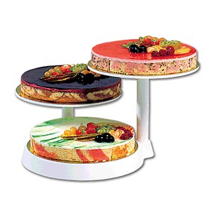 Этажерка для торта 3-х ярусная; пластик; D=28,H=25см; белый