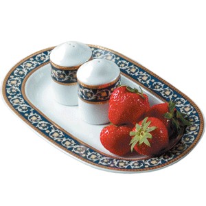 Солонка (5 шт.) «Рома»;  фарфор;  D=4.3,H=6.5см;  белый, синий;