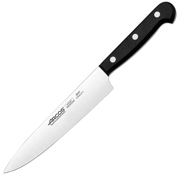 Нож поварской «Универсал»; сталь нержавеющая,полиоксиметилен; L=17см; черный