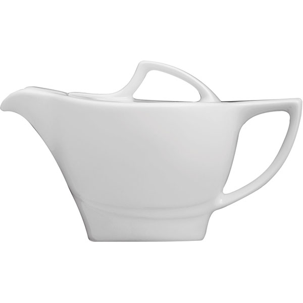 Чайник с крышкой «Атлантис»; материал: фарфор; 400 мл; высота=11, длина=19, ширина=11.5 см.; белый