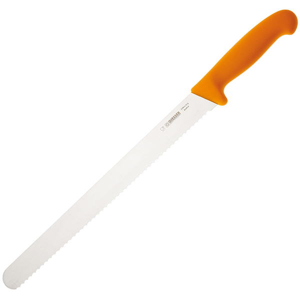 Нож кондитерский; сталь нержавеющая,пластик; L=31см; желтый 