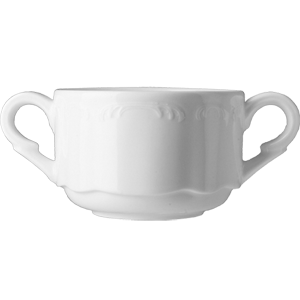 Супница, Бульонница (бульонная чашка) «В.Виена»; материал: фарфор; 300 мл; диаметр=10, высота=6.5, длина=16 см.; белый