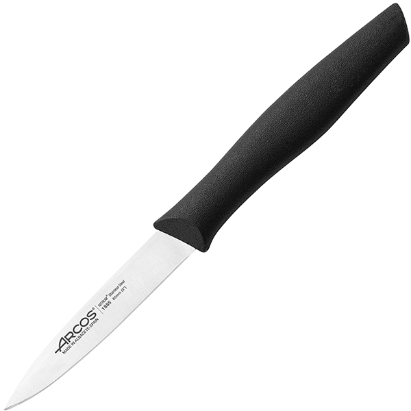 Нож для чистки овощей и фруктов «Нова»; сталь нержавеющая, полипропилен; L=8.5см; черный