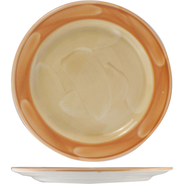 Тарелка «Паприка»; материал: фарфор; диаметр=270, высота=35 мм; оранжевый цвет,бежевая