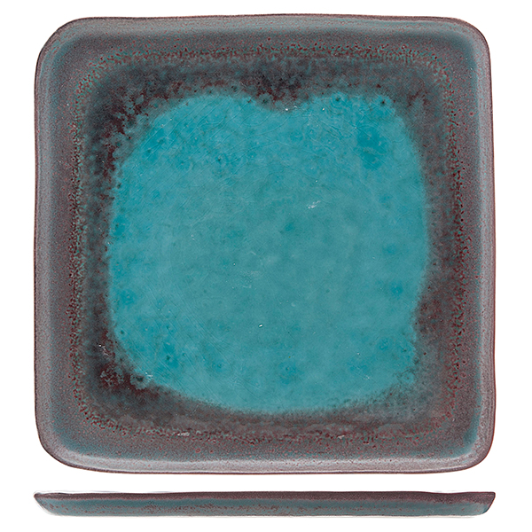 Тарелка квадратная; керамика; L=27.5,B=27.5см; бирюзовый