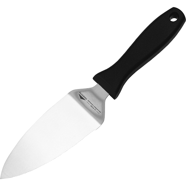 Лопатка-нож изогнутый для торта; сталь, пластик; длина=29.3/16, ширина=6 см.; металлический, цвет: черный