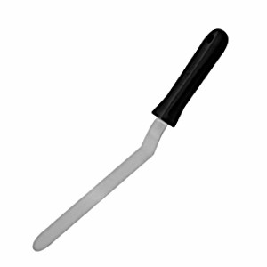 Лопатка кухонная с изгибом; пластик, сталь нержавеющая; длина=340/130, ширина=35 мм; цвет: черный,металлический