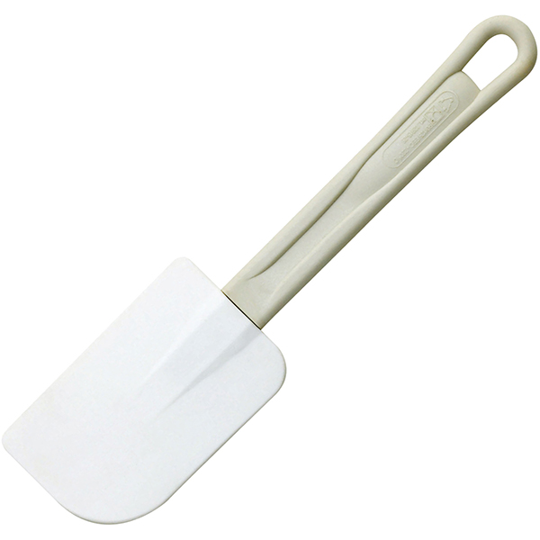 Лопатка кухонная; материал: силикон,пластик; длина=28/11, ширина=7 см.; серый, белый