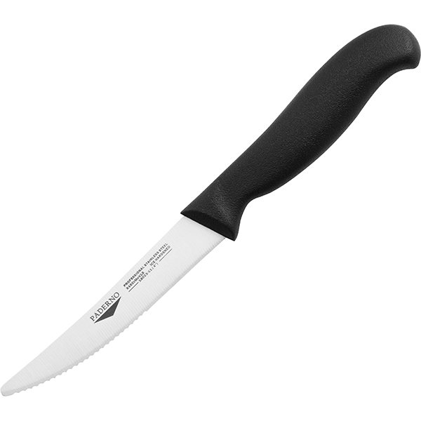 Нож для стэйка; сталь, пластик; длина=210/110, ширина=15 мм; цвет: черный