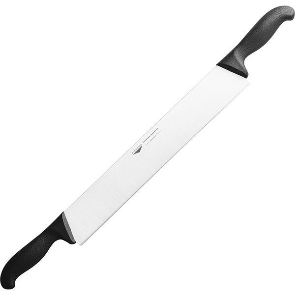 Нож кухонный для сыра 2 ручки; сталь, пластик; длина=510/360, ширина=55 мм; цвет: черный