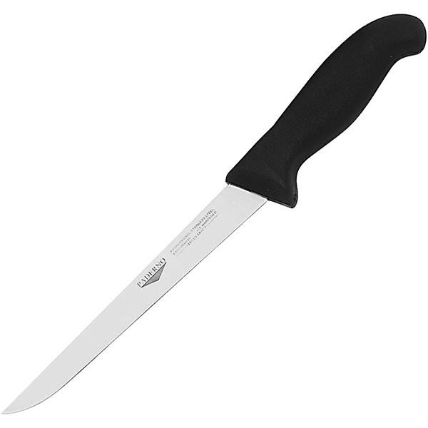 Нож для обвалки мяса; сталь, пластик; длина=35/17, ширина=4 см.; металлический, цвет: черный