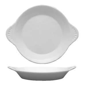 Сковорода порционная «Америка»; материал: фарфор; 350 мл; диаметр=21.5, высота=3, длина=22, ширина=18 см.; белый
