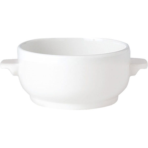 Супница, Бульонница (бульонная чашка) «Симплисити Вайт»; материал: фарфор; 450 мл; диаметр=13, высота=6, ширина=16 см.; белый