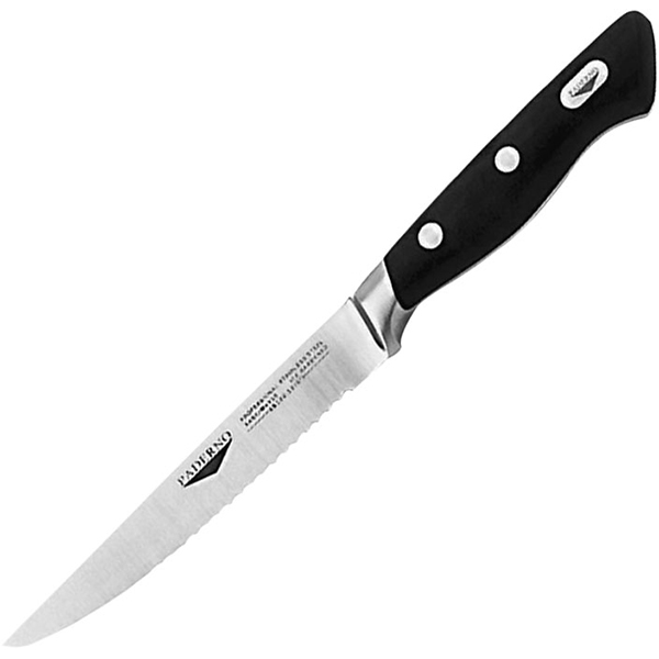 Нож для стейка; сталь нержавеющая,пластик; длина=245/140, ширина=20 мм; цвет: черный