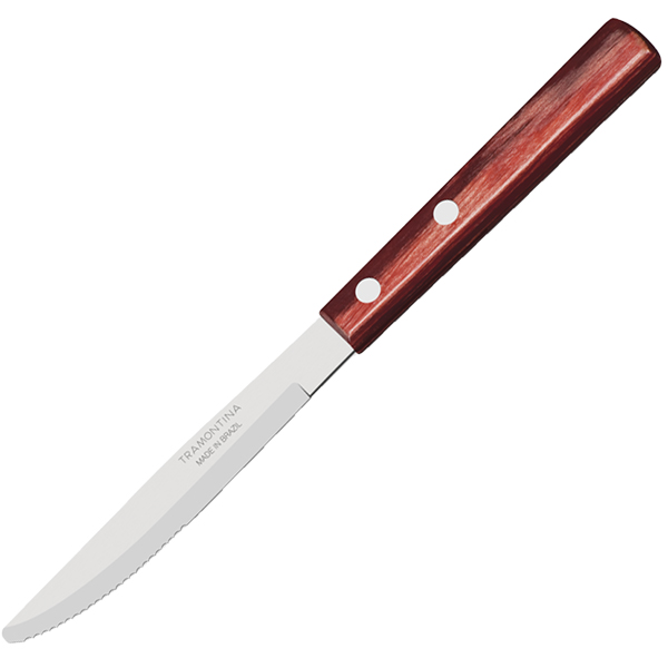 Нож столовый с деревянной ручкой (3 штуки); сталь нержавеющая; длина=200/105, ширина=10 мм; металлический