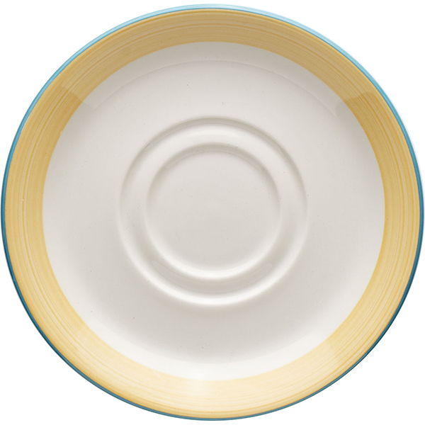 Блюдце «Рио Еллоу»; материал: фарфор; диаметр=16.5 см.; белый, желтый