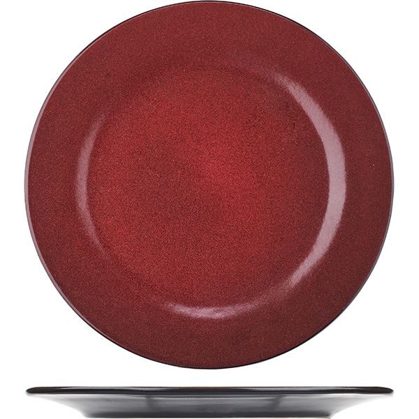 Тарелка «Млечный путь красный»;  фарфор;  D=26см;  красный, черный