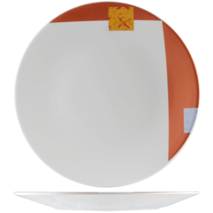 Тарелка «Зен»; материал: фарфор; диаметр=15.3, высота=15 см.; белый,оранжевый цвет