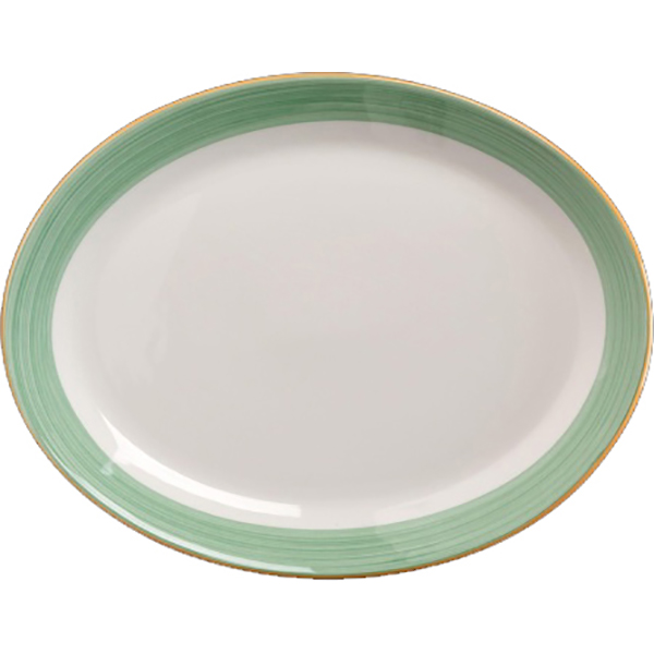 Блюдо овальное «Рио Грин»; материал: фарфор; длина=28 см.; цвет: белый, зеленый