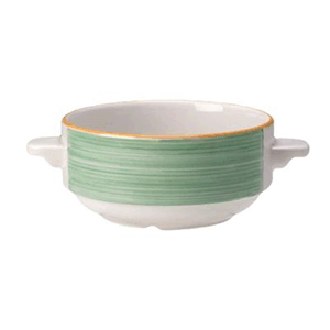 Супница, Бульонница (бульонная чашка) «Рио Грин»; материал: фарфор; 285 мл; диаметр=11, высота=6 см.; цвет: белый, зеленый