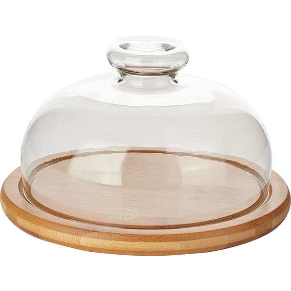 Поднос для сыра с крышкой  стекло,бук  диаметр=16/20, высота=11 см. Trendglas