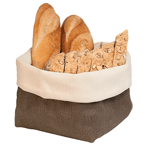 Корзина для хлеба; хлопок; высота=9, длина=12.5, ширина=12.5 см.; серый